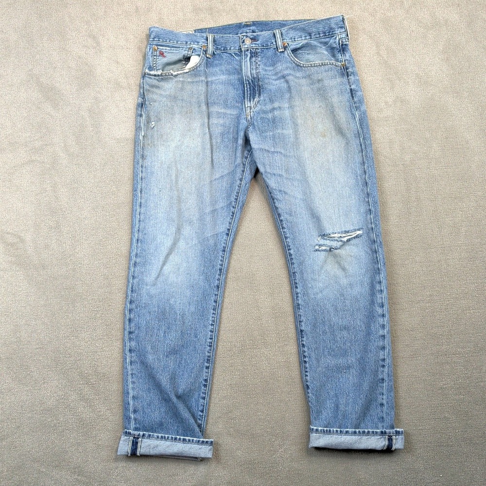 Polo Ralph Lauren Jeans Mens 36 Hampton Straight Light Wash Red Line Selvedge